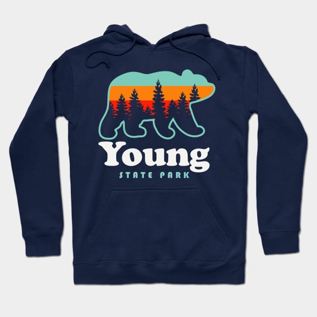 Young State Park Michigan Bear Retro Vintage Sunset Hoodie by PodDesignShop